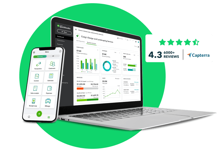 QuickBooks® interface on a laptop screen